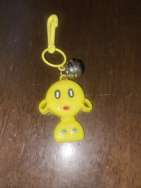 Vintage 1980s Plastic Bell Charm Yellow Figure For 80s Charm Necklace