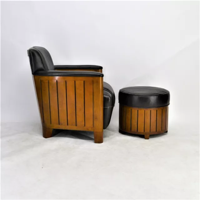 Hocker "Alfred" für Club Sessel Lounge Designer Art Deco Leder Chair Cigar 20er