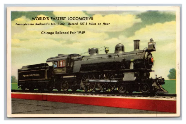 Chicago, IL Illinois, Railroad Fair 1949, World's Fastest Locomotive, Postcard