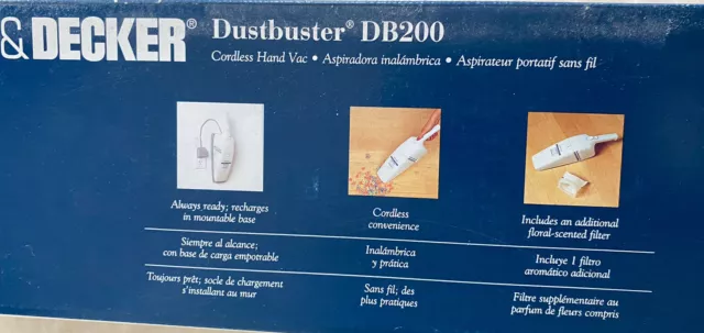 Aspirateur à main sans fil vintage noir & Decker Dustbuster (modèle : DB200) 2