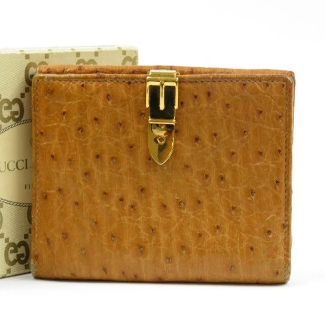 Gucci Hook  Leather Vintage Bi-Fold Wallet Brown Women Second Hand NLY30