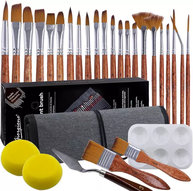 Set Pennelli Pittura Di 29 Pezzi Pennelli per Dipingere, Pennelli Acquerello Kit