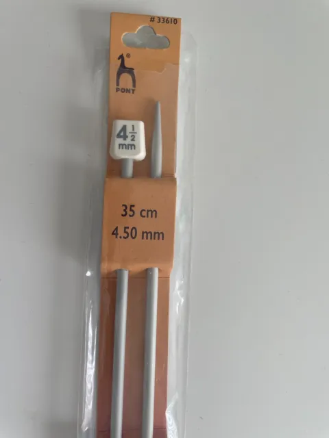 Pony 4.5mm aluminium knitting needles 35cm long 4.5 mm single point needles NEW 3