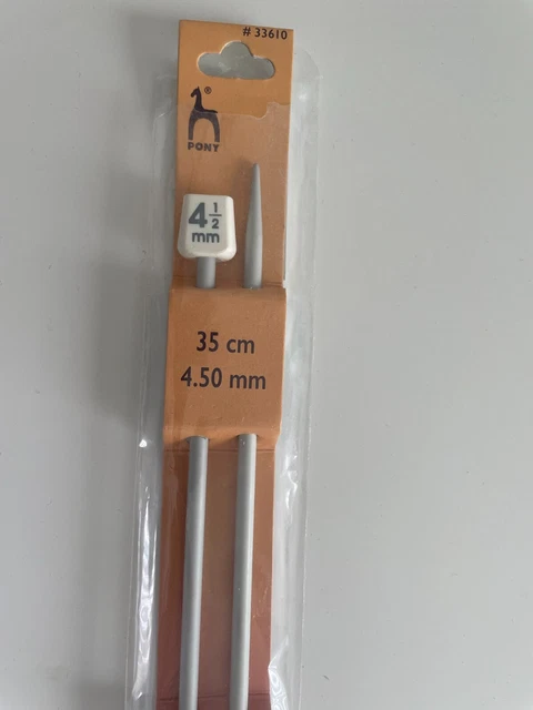 Pony 4.5mm aluminium knitting needles 35cm long 4.5 mm single point needles NEW 3