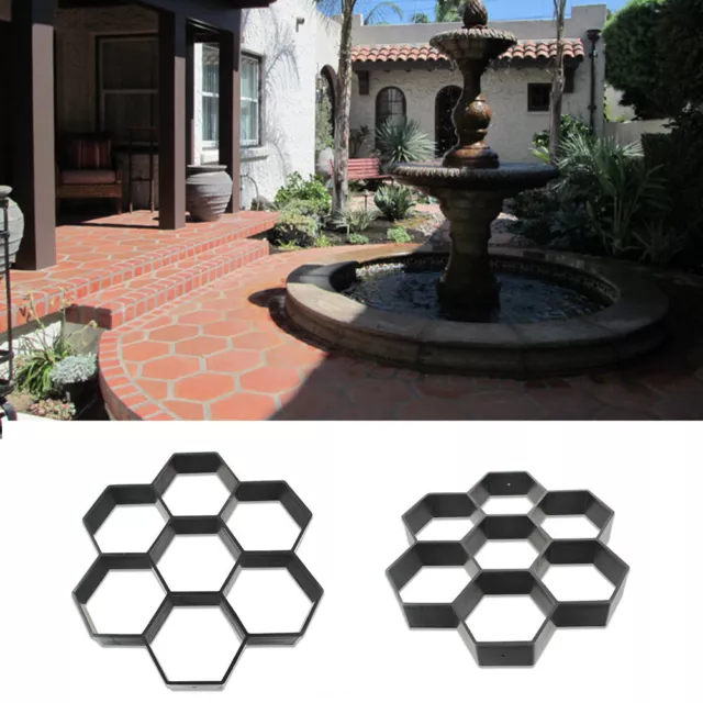 Cement DIY Garden Hexagon Reusable Floor Stone Paver Concrete Path Maker Mold