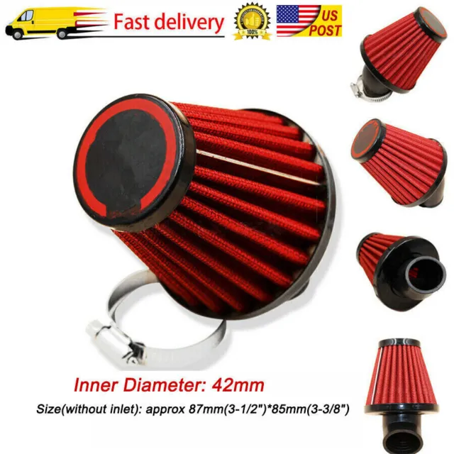 42mm Red Universal Air Filter 45° Angled For Motorcycle ATV Dirt Bike 150-250cc