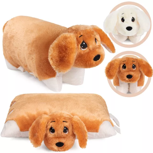 2en1 Perro de Peluche y Cojín 40x30 cm Juguete de Peluche Suave para Niños