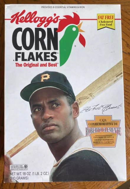 - 1993 Kelloggs Corn Flakes ROBERTO CLEMENTE Pirates Puerto Rico Box Is Full