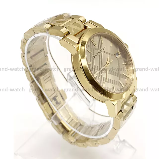 Burberry BU9038 Gold Check Stamped Gold Plated Stainless Steel Unisex Watch