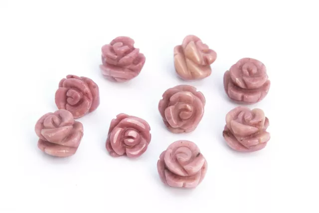 5 Pcs Haitian Flower Rhodonite Rose Carved Beads AAA Natural Beads 8/10/12/14MM