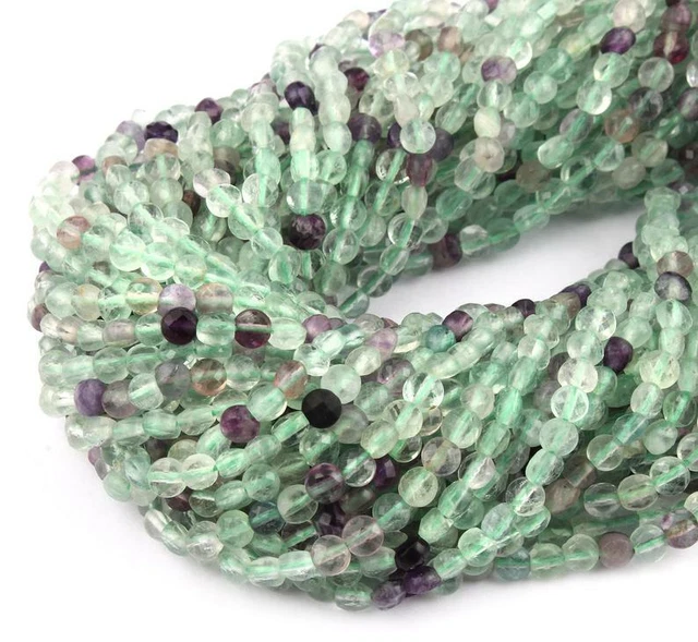 AAA Multi Fluorite Gemme 3mm-4mm Pièce Forme Checker Coupe Facettes Perles 33cm