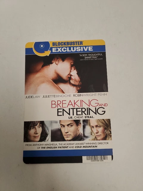Breaking And Entering BLOCKBUSTER SHELF DISPLAY DVD BACKER CARD ONLY 5.5"X8"