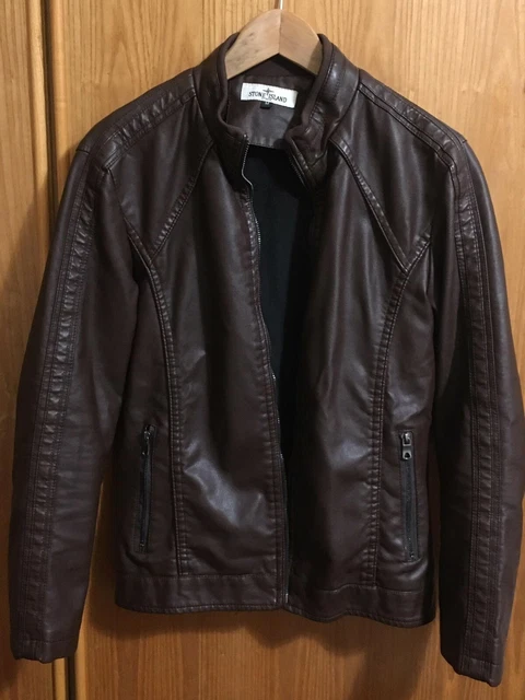 GIUBBOTTO STONE ISLAND da uomo ecopelle marrone M vintage giubbino