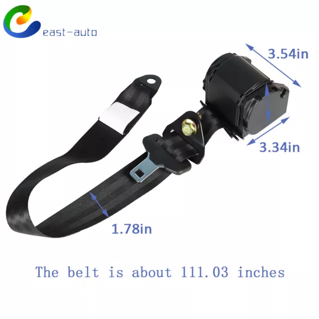 Universal 3 Point Retractable Car Seat Belt Bolt Automatic Safety Strap Buckle 3