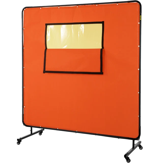 VEVOR Welding Curtain Welding Screen Frame 6' x 6' Fiberglass w/ Casters Yellow,