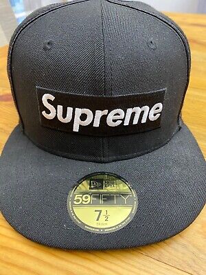 SUPREME NEW ERA Piping Cap 7 5/8 Mint Hat Fitted Red Box Logo 