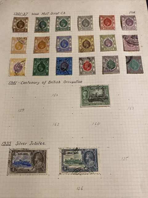 Hong Kong Collection Sur Feuille 1921/1937 Série Georges V Dont 1/2/3/5 $