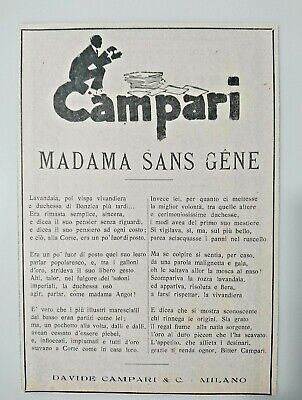 Pubblicità vintage advertising BITTER CAMPARI Madama Sans Gene Ischirogeno 1928