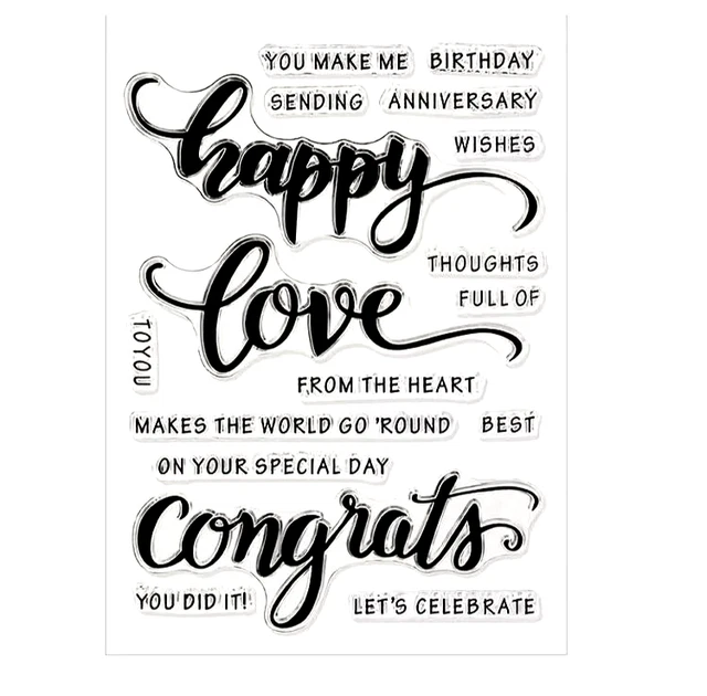 Love Birthday  Sentiment Rubber  Silicone Clear Seal Stamp DIY Scrapbooking