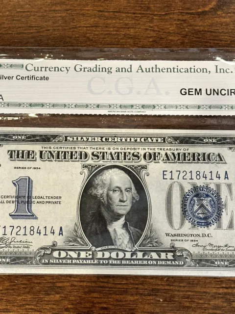 1934 $1 One Dollar Silver Cert Funnyback Gem Uncirculated Fr. 1606 E17218414A 3