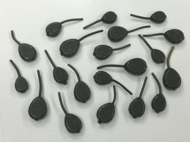 Pack of 20 x Flat Pear Inline lead weights. Sizes 1.1oz - 3oz. Carp  + FREE GIFT