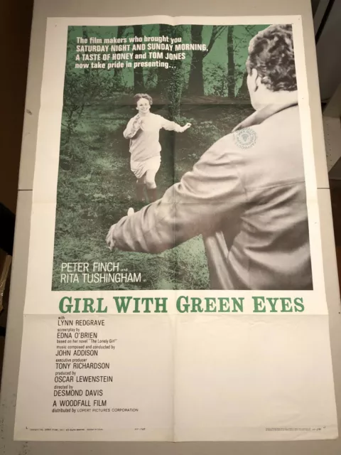 Girl With Green Eyes 1964 US one sheet movie film poster Peter Finch