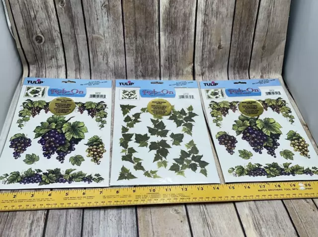 Lote de transferencias de tulipanes hojas uvas madera metal vidrio cerámica libre de ácido