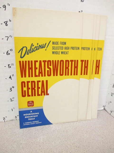 NABISCO 1940s grocery store display shelf sign WHEATSWORTH cereal box DELICIOUS