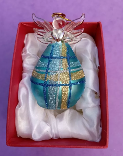 ORNEMENTATION BOULE De Noel En Verre Forme Ange Tenant Un Coeur Dn3124