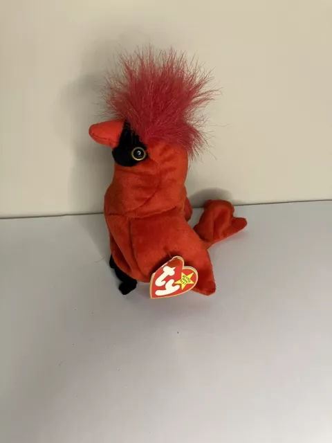 Ty Beanie Baby Bear Mac The Red Cardinal Bird Year  1999 2