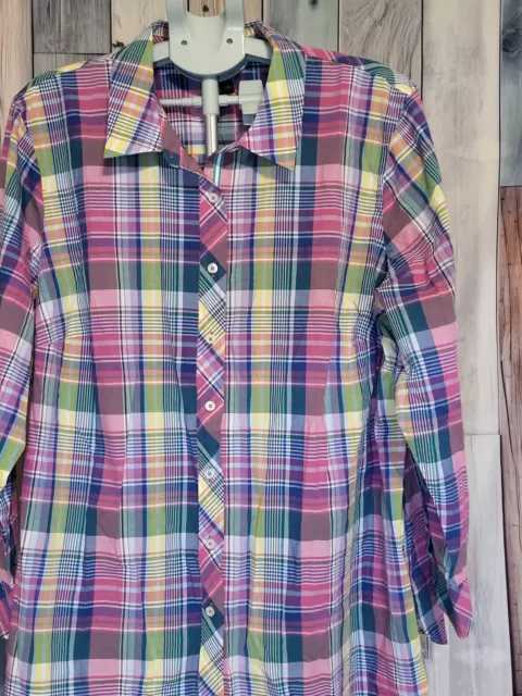 Talbots Womens Plus Size 3X  Colorful Plaid Button Up Shirt Long Sleeve Nwt