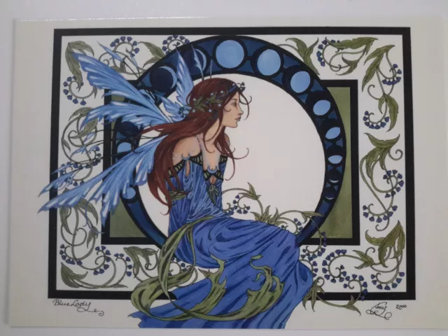 Amy Brown New &Mint Fairy Postcard/Mini Art Print Moon Phase Blue Fairy Fae