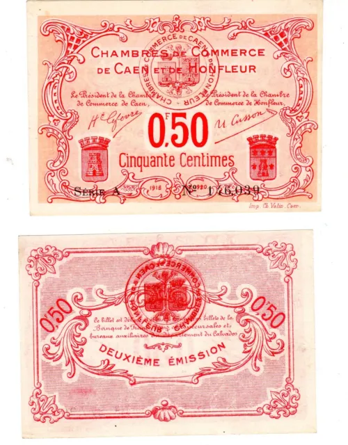 France Chambre Commerce Honfleur Caen 50 Centimes 1915 1920 Necesssite  Neuf Unc