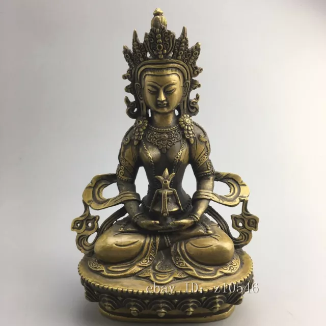 8.6" Chinese antiques Tibetan Buddhism Pure copper White Tara Buddha statue