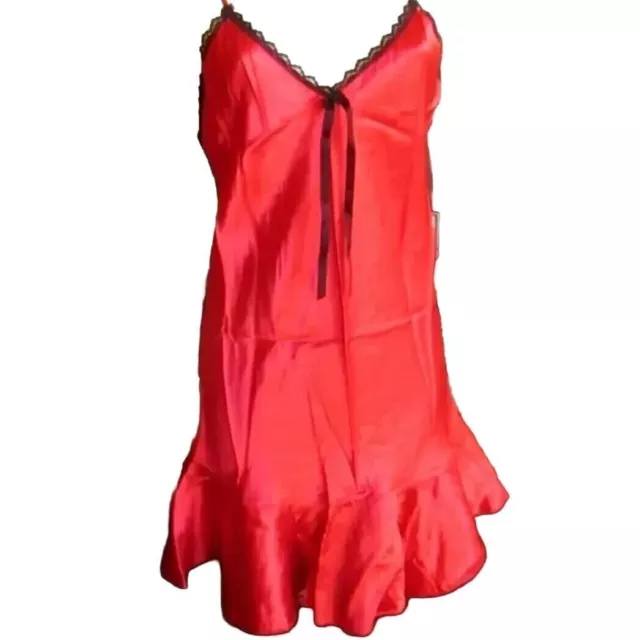 Vintage Lady Cameo of Dallas Slippery Satin Red Harlot Nightgown Medium