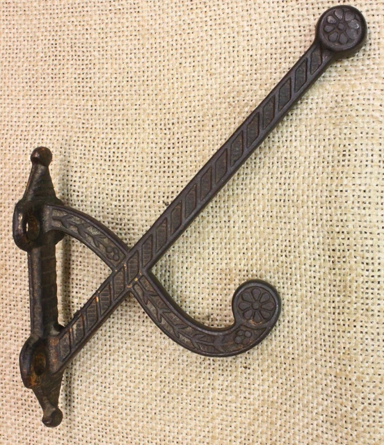 Old Flower Coat Hooks Bath Robe House Farm Wardrobe Fancy Cast Iron Copper