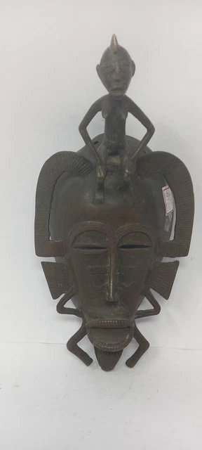 Senufo Mask Handcrafted African Brass Art History Decorative Collectible NH 2125