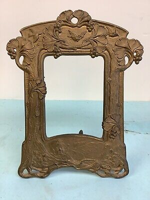 Art Nouveau Gold Finish Iron Picture Frame 10” Tall