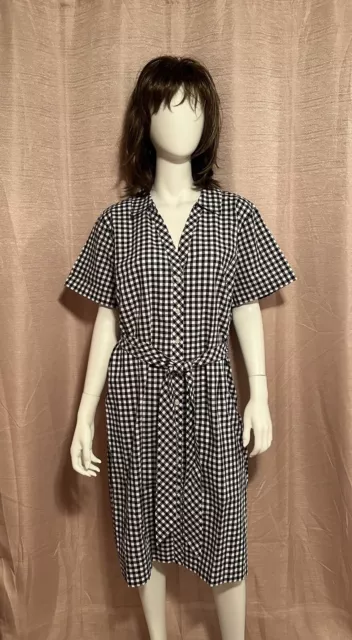 NWT Talbots Women’s Size 20W Blue Plaid Cotton Lined Shirt Dress