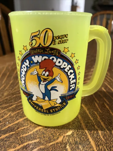 Rare 50 Years A Star Woody Woodpecker Mug Coffee Cup Universal Studios 1990