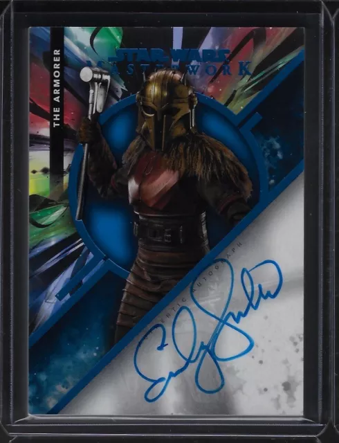 2022 Topps Star Wars Masterwork Emily Swallow BLUE AUTO /99 signed The Armorer