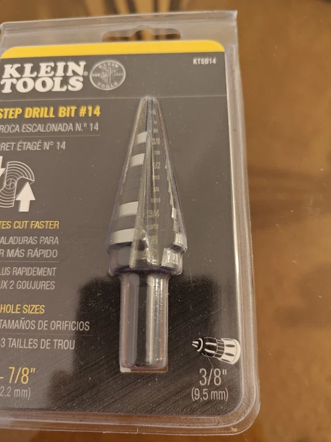 NEW Klein Tools KTSB14 3/16 to 7/8 Step Drill Bit #14 12 hole sizes Sealed 3