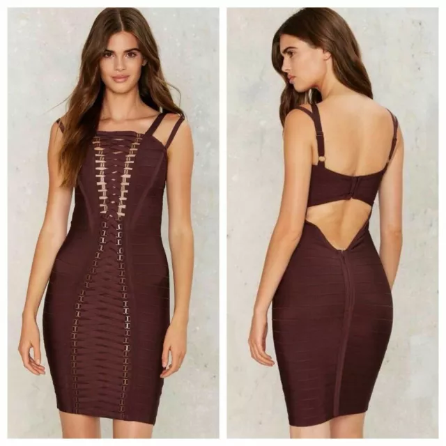 NASTY GAL WOW Couture Gold Label Bandage Dress Lace Up Bodycon Blogger ...