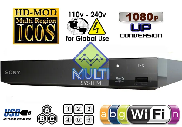 Sony BDP-S3700 ALL Region Free DVD and Region ABC Blu-Ray Disc Player WiFi USB