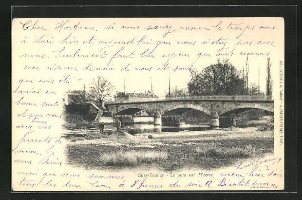 CPA Cuzy-Tannay, Le pont sur l´Yonne 1902