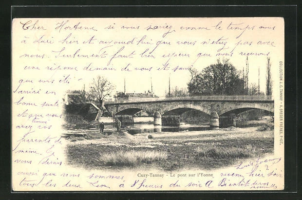 CPA Cuzy-Tannay, Le pont sur l´Yonne 1902