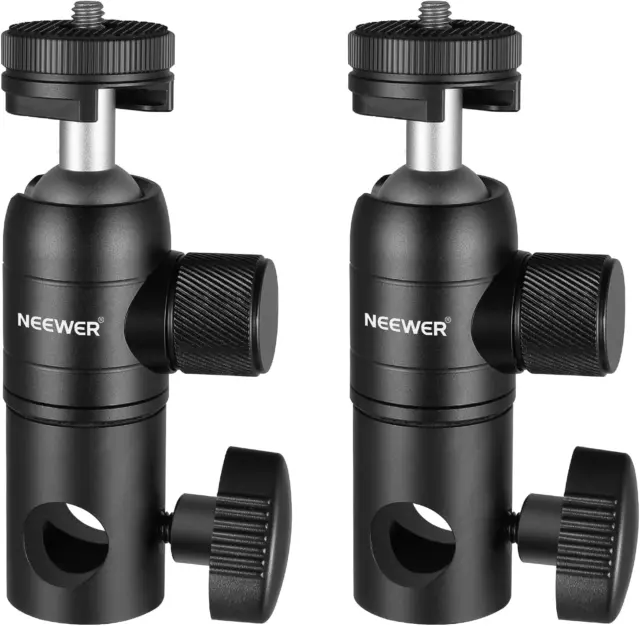 NEEWER 2 Pack Light Stand Mount Adapter with Cold Shoe, 1/4" Screw Mini Ball ...