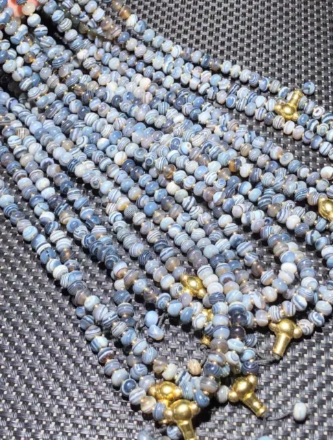 108 piezas Collar Cuentas de Oración Ágata Natural *Chansi* Cuentas Azules 5*8 mm C0150