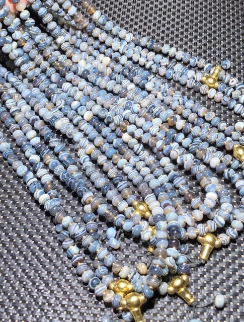 108 piezas Collar Cuentas de Oración Ágata Natural *Chansi* Cuentas Azules 5*8 mm C0150