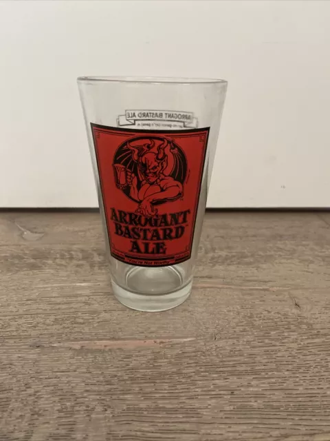 Arrogant Bastard Ale, Stone Brewing Beer Pint Glass - "You're Not Worthy" Red